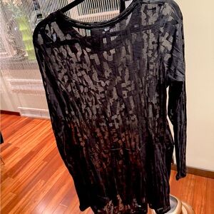 Black Sheer Long Sleeve Top